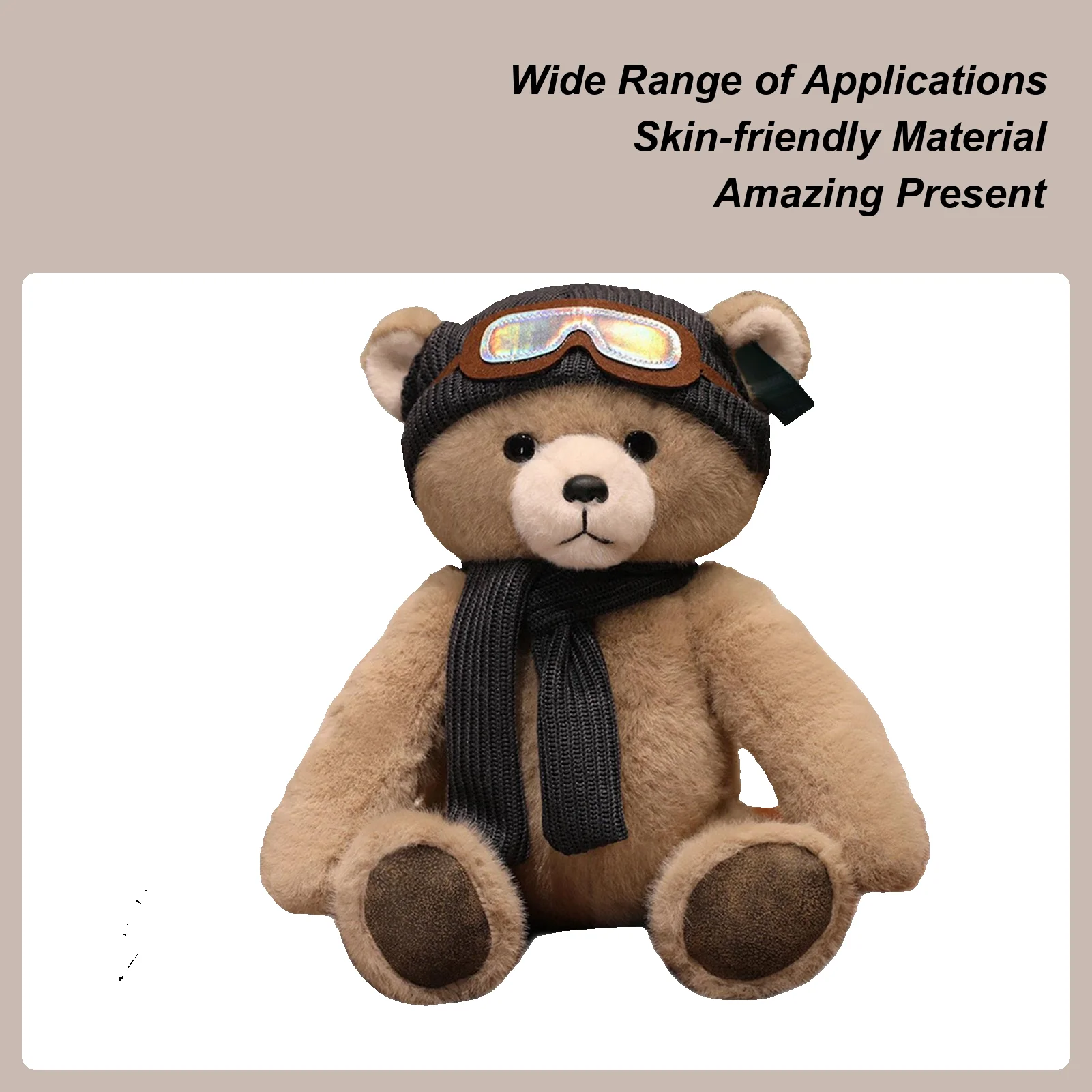 Oso de peluche con sombrero y bufanda, muñeco de peluche, tema de invierno, decoración del hogar para guardería, dormitorio, regalo de cumpleaños y Año Nuevo para niños