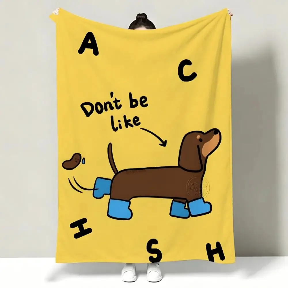 Happy Puppy Dachshund Blanket Modern Throw Blankets Cute Dog Bed Cover Kawaii Aesthetic Living Room Sofa Decoration