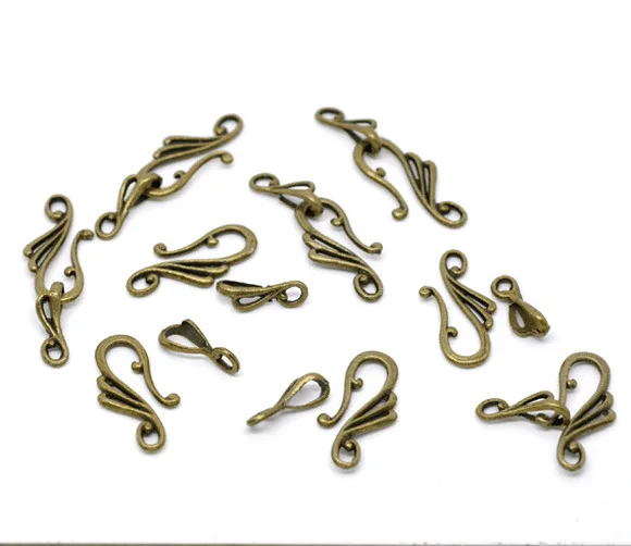 7 Sets Zinc Metal Alloy Toggle Clasps Findings Musical Note Antique Bronze DIY Jewelry Making 25mm X13mm 16mm x5.5mm