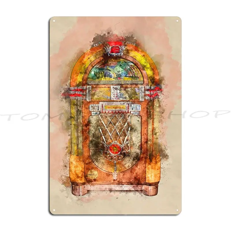 

Vintage Vibes Jukebox Cool Metal Sign Living Room Personalized Vintage Garage Designer Tin Sign Poster
