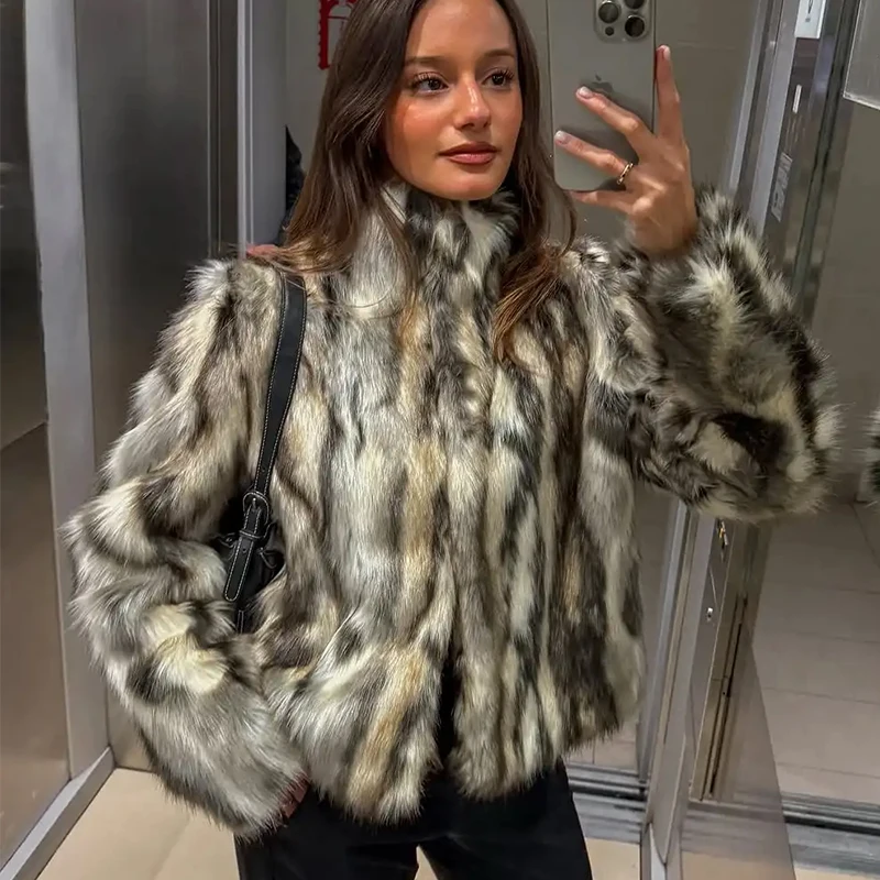 TFMLN خمر معطف الفرو الصناعي المرأة شيك عادية أفخم واحدة الصدر جواكت شتوية للنساء 2025 جديد الشارع ملابس خارجية دافئة #2