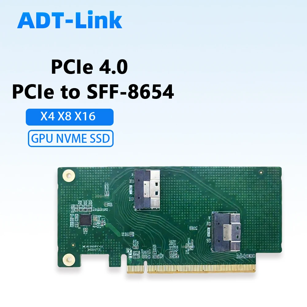 PCIe 4.0 To 8654 Expansion Card for GPU Independent Graphics Card External Extension Backplane Support X8 X8 X4 X16 NVMe SSD