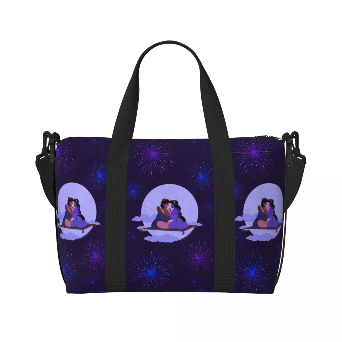 

Custom Cute Cartoon A-Aladdin Beach Tote Bag Women Large Compartment Beach Gym Travel Bags