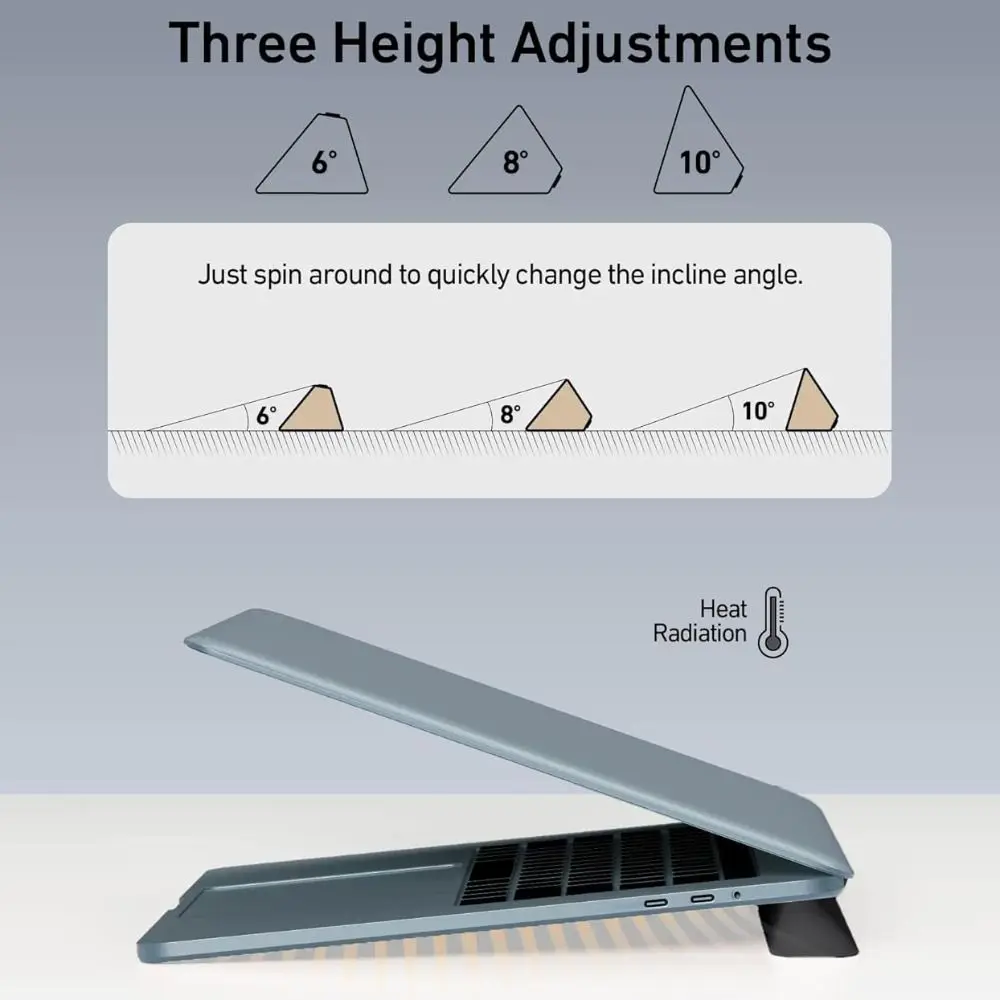 3 in 1 Silicone Laptop Stand with Pen Slot Solid Color Laptop Cooling Stand Ergonomic Non-slip Keyboard Riser for Typing/Reading