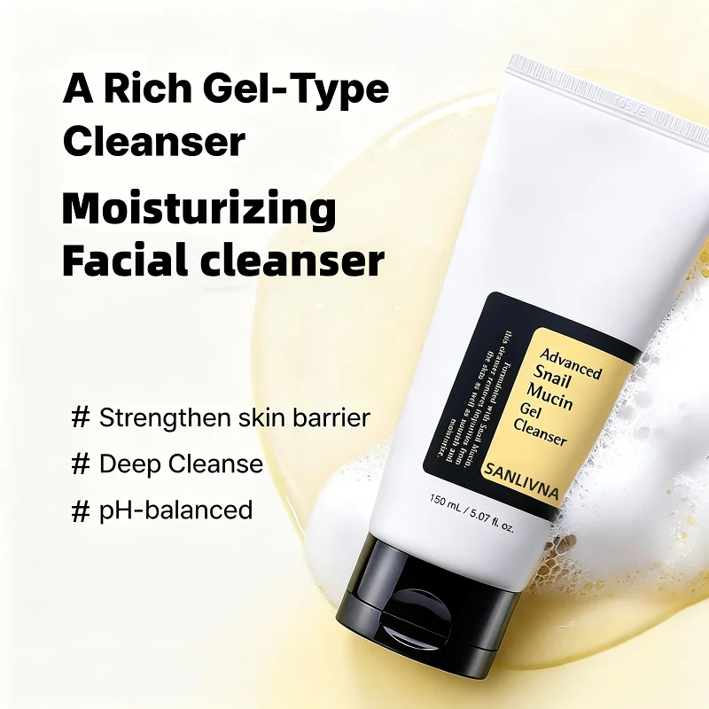 Korean Skin Care Advanced Snail Mucin Gel Cleanser 150ml Hydrating Gentle Facial Wash Daily Deep Cleansing Gel Foam Face Care