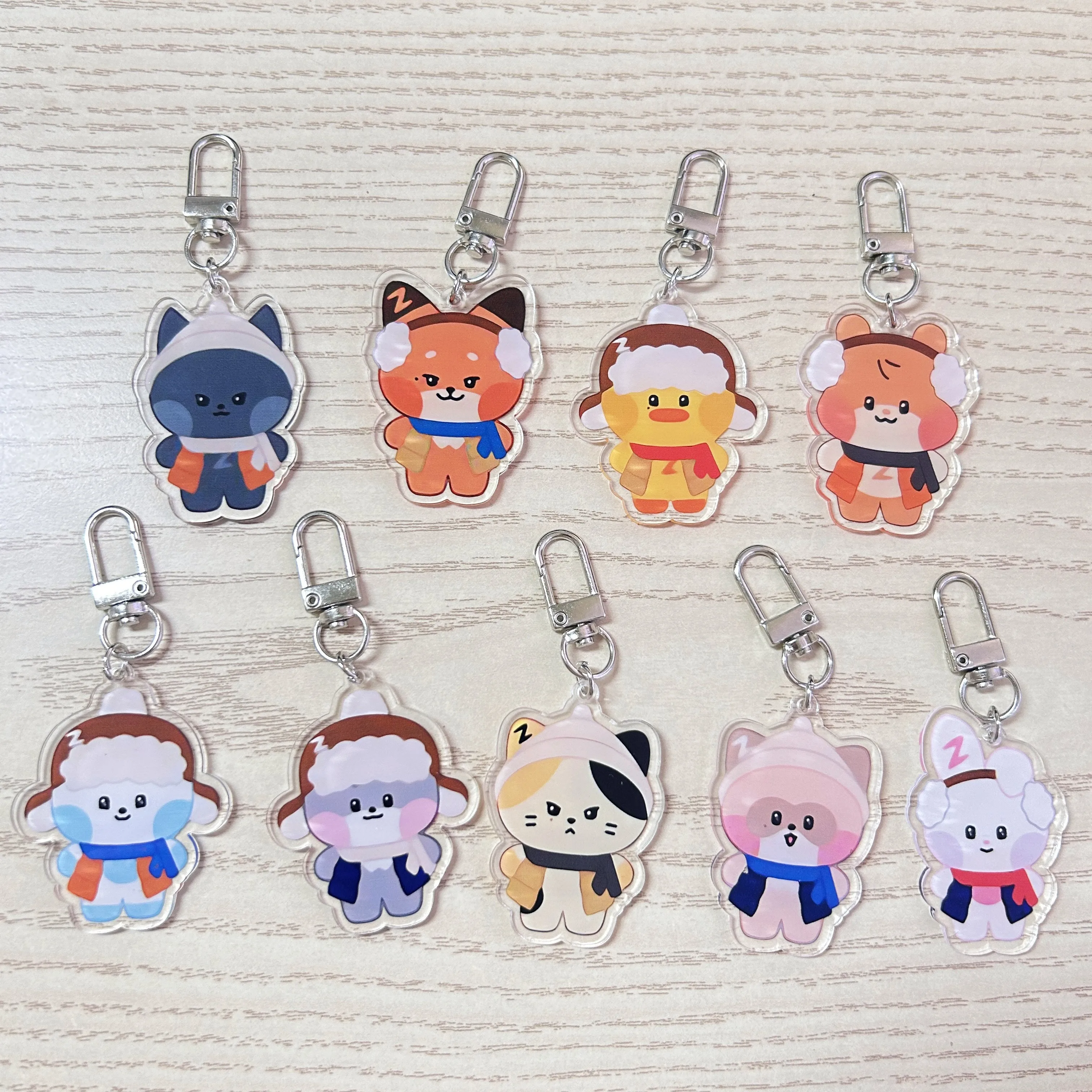 Kpop ZB1 Keychain Winter Cartoon Cute Transparent Acrylic Printing Pendant Bag Accessories Key Ring ZhangHao Ricky Fans Gift