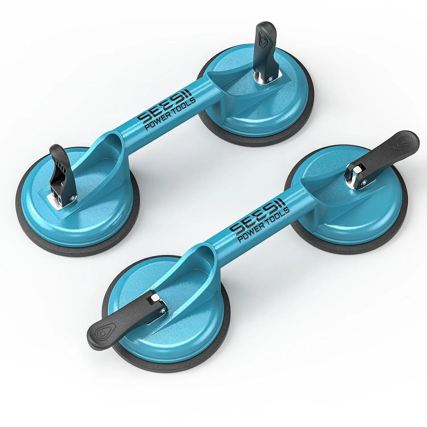 SEESII Glass Suction Cups, Tile Suction Cup Tool with Aluminum Handle | 200LBS Max Load, Heavy Duty Vacuum Lifter To Lift Glass Door, Window, Tile, for DIY Homeowners/Renovators/Contractors