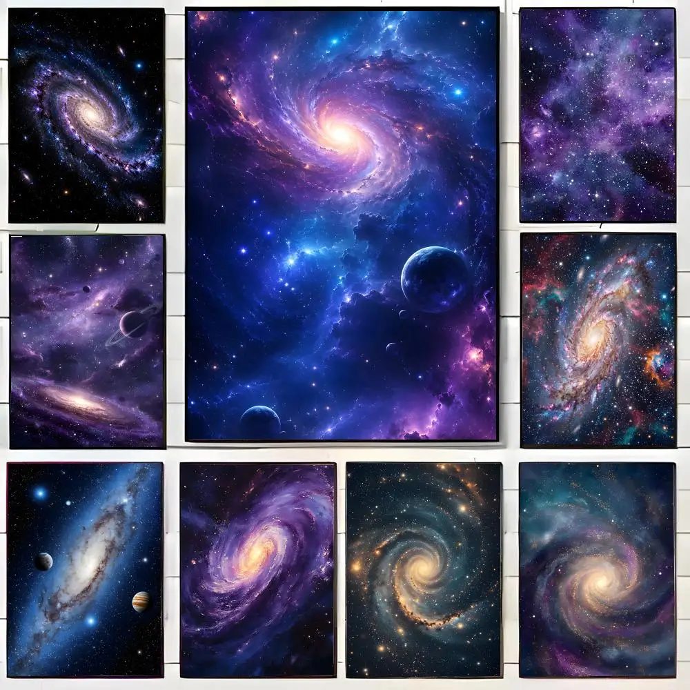 Space Galaxy Universe Poster HD Self-Adhesive Wall Decals For Living Room & Bedroom Home Decor Gift