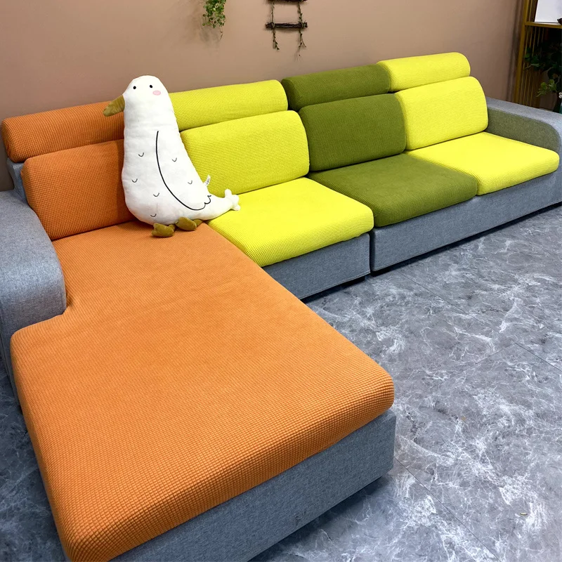 2025 Funda de cojín para sofá individual, funda extensible de Jacquard para sofá, funda elástica en forma de L para Chaise Longue, 1/2/3/4 asientos