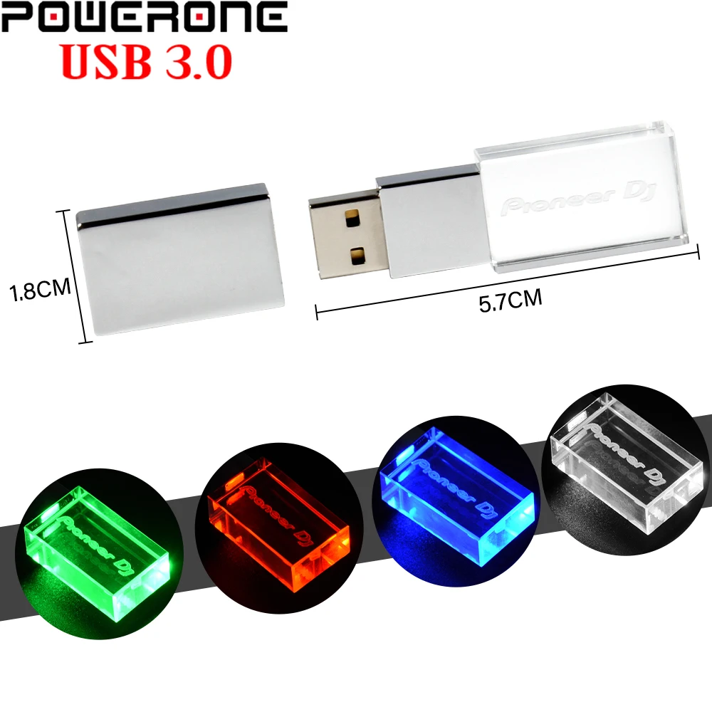 

With Colorful LED Light USB 3.0 High Speed 128GB USB Flash Drive Pioneer DJ Logo Pen Drive Pendrive Items Memory Stick 64GB 32GB