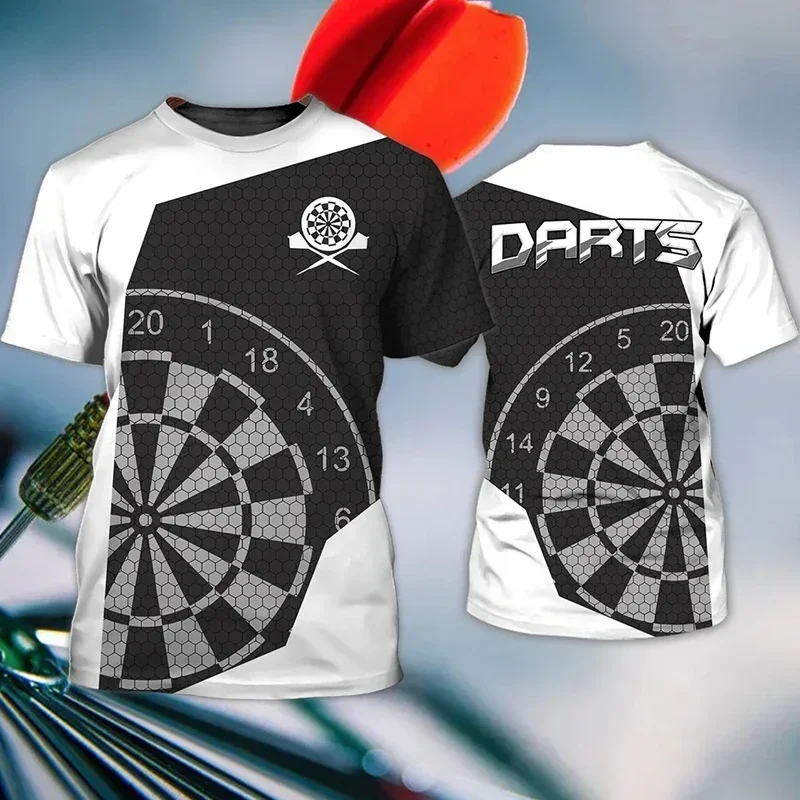 Summer Casual Darts Match T-shirt Men\'s Sports Party Competitive Games Round Neck Short Sleeve Quick Dry Large Size Custom Tops