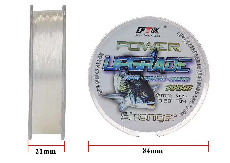 FTK Super Nylon Angelschnur 100M Leistungsstarke und Robuste Schnur 4.136LB-34.32LB für Barsch- und Karpfenangeln Zubehör – Detail 4
