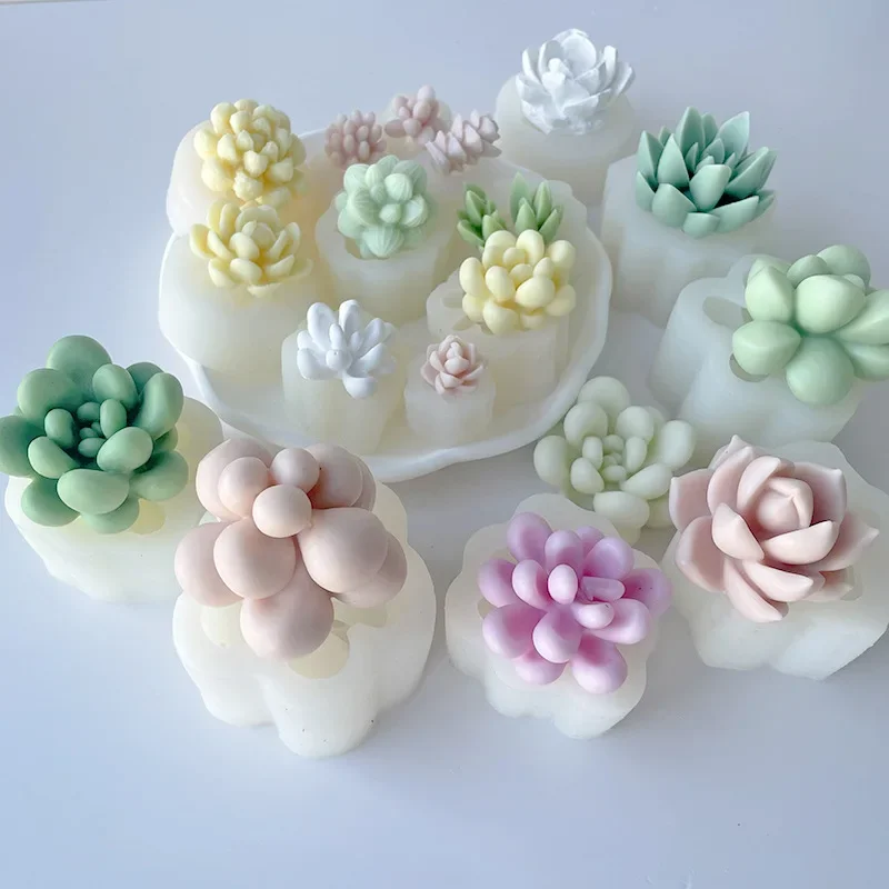 Piante succulente candela stampo in Silicone Aroma candela stampo sapone fatto a mano stampo fai da te 3D torta che fa strumento stampo decorazione