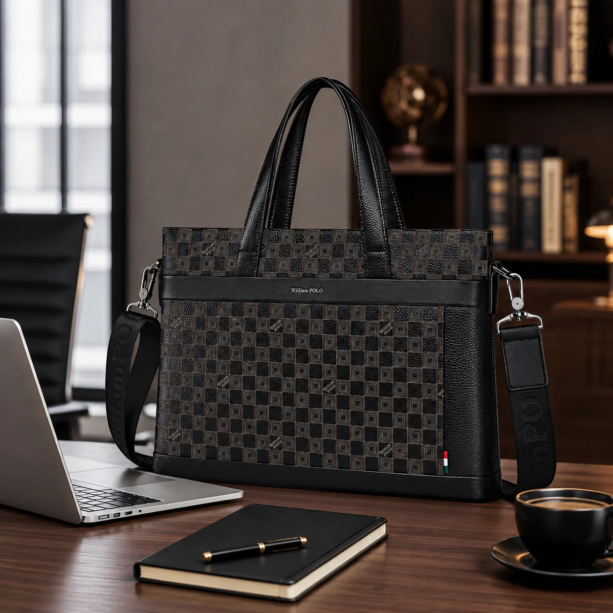 

Men Genuine Leather Briefcase Laptop Bag Business Shoulder Bag for Work Travel Genuine leather men's briefcase
