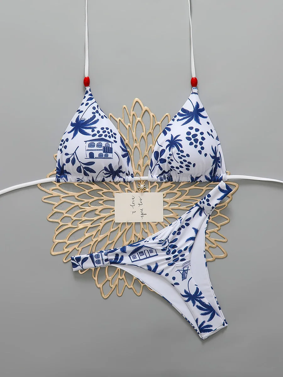 

Микро-бикини 2026: Сексуальный женский купальник с эффектом пуш-ап, бразильский комплект бикини с принтом, пляжная одежда для женщин