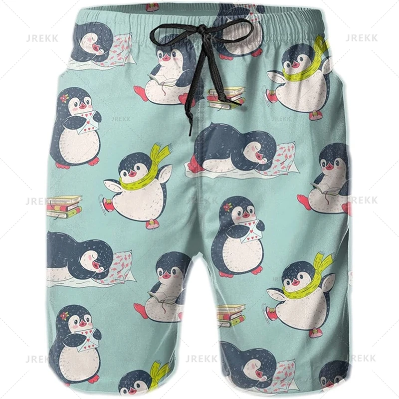 Summer Kawaii 3D Cute Animals Printing Beach Shorts Women Funny Streetwear Board Shorts Men Cute Styles Graphic Swimming Trunks