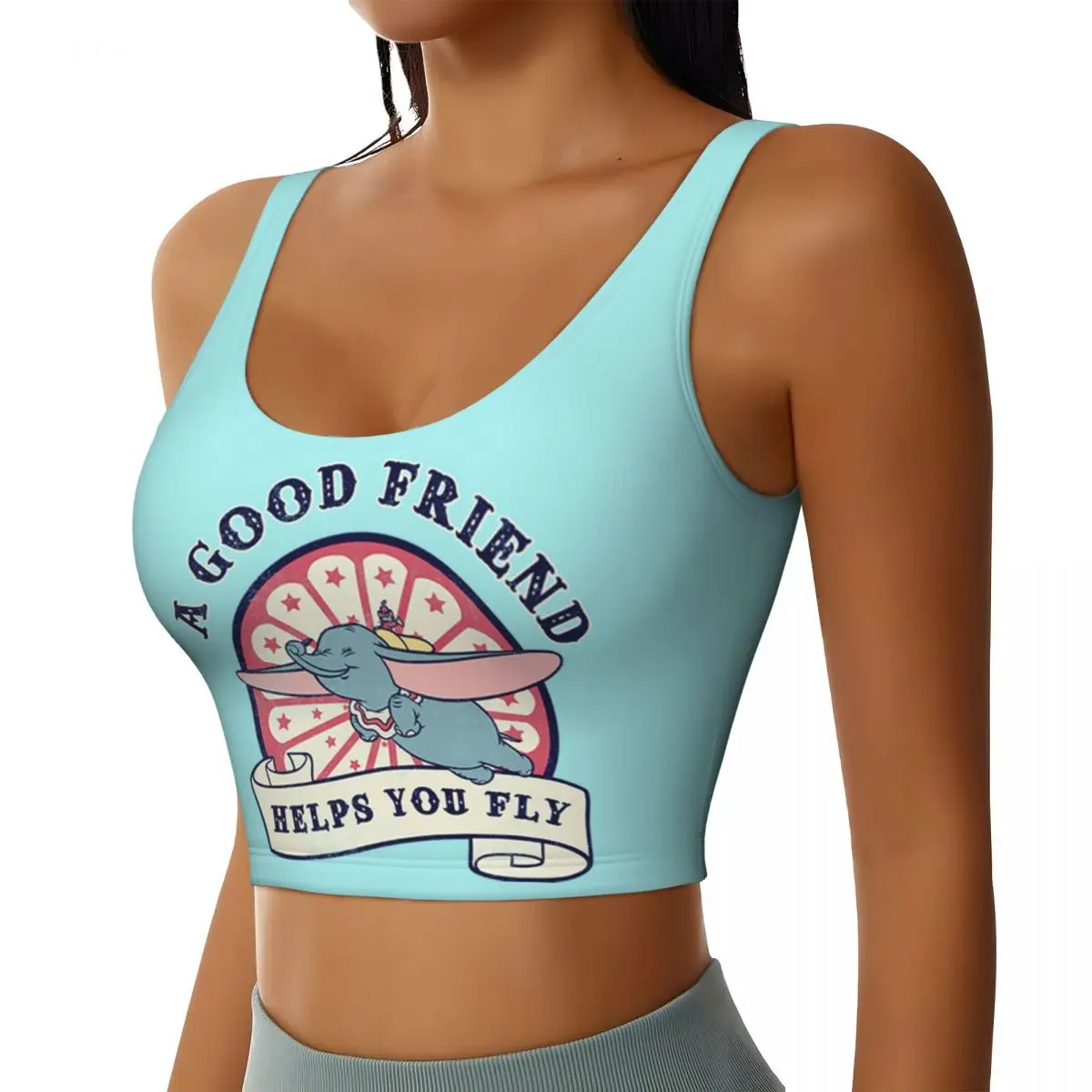 Custom Dumbo A Good Friend Helps You Fly Workout Crop Tank Tops Women's Yoga Sports Bras