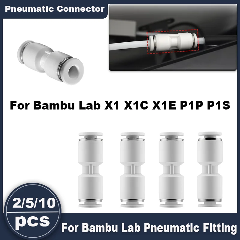 

For Bambu Lab X1/X1C/P1P/P1S/A1 AMS PTFE Tube Pneumatic Fitting Connector for 1.75mm Filament Fast Coupling 3d Printer Pneumatic