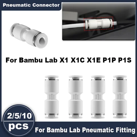 For Bambu Lab X1/X1C/P1P/P1S/A1 AMS PTFE Tube Pneumatic Fitting Connector for 1.75mm Filament Fast Coupling 3d Printer Pneumatic