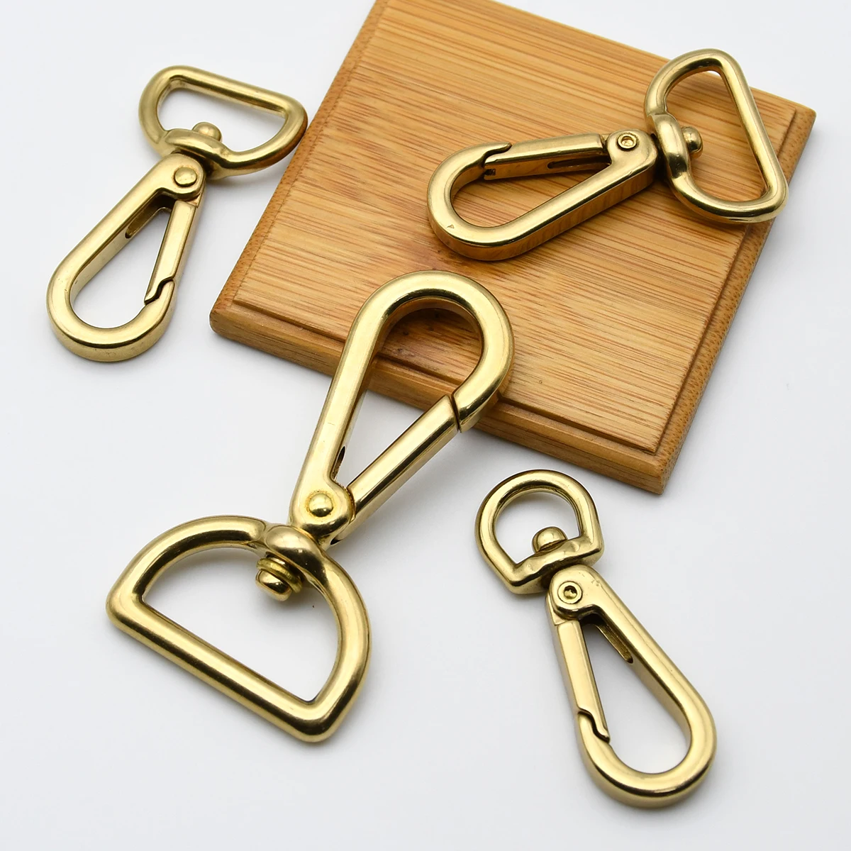 Brass Carabiner Snap Hook Trigger Clip Swivel Eye Buckle Leathercraft Bag Parts Keychain Dog Collar Lobster Clasp