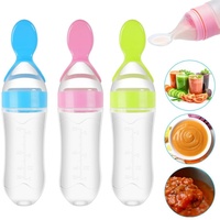 Squeezing Baby Feeding Bottle Silicone Newborn Baby Training Rice Spoon Infant Cereal Food Supplement Feeder Toddler Milk Bottle