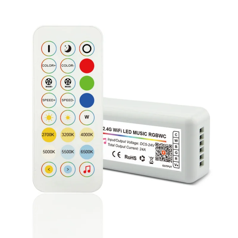 Smartphone APP Tuya WiFi Controller Colorful Lights 5-way RGBCW Smart Home Controller