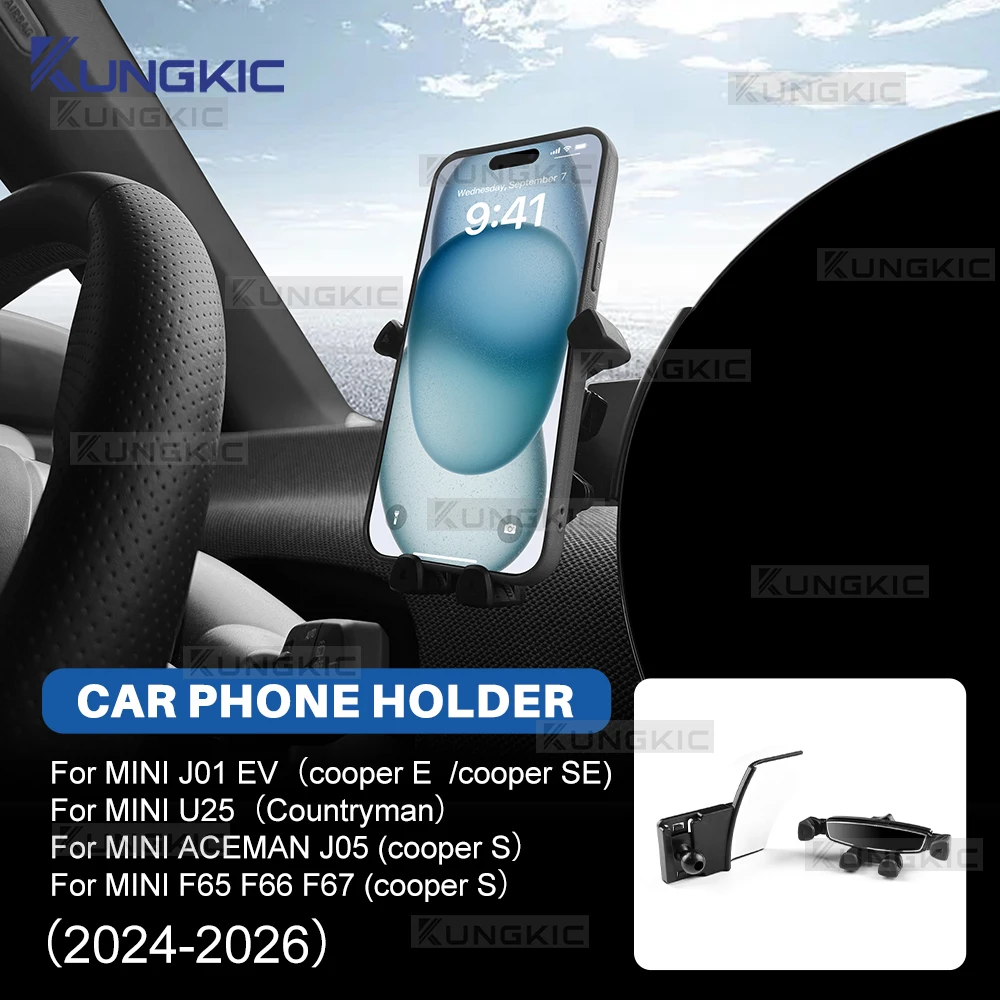 

Gravity Phone Holder Bracket Mount Accessories For Mini Cooper S E SE Countryman U25 J01 EV J05 Aceman F65 F66 GPS LHD RHD Black