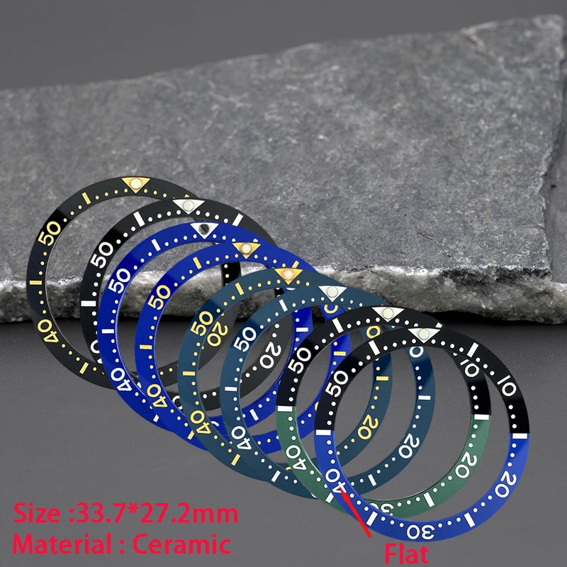 33.7mm*27.3mm Watch Ceramic Bezel Insert Watch Parts Fit SKX013 SKX015 Men\'s Mechanical Diving Watch Repair Parts Gift