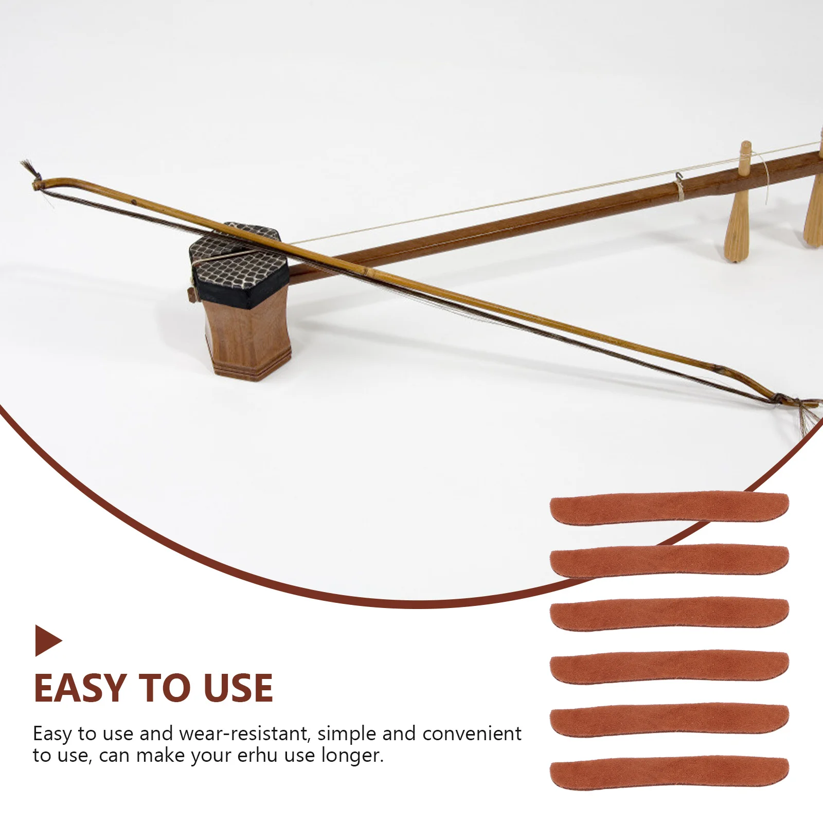 

6Pcs Erhu Crash-Proof Pads Wear-Resistant Cattlehide Protective Gussets Extend Life Anti-Wear Angle Sheets
