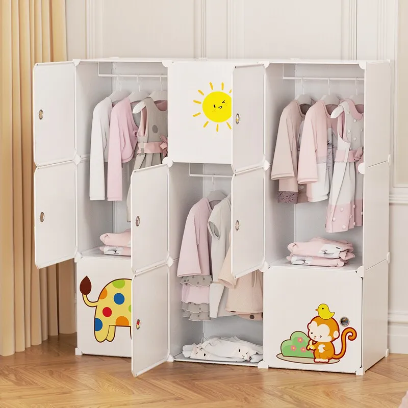 @9Plastic Cabinet Wardrobe Modern Display Open Living Room Partitions Clothes Bedroom Wardrobe