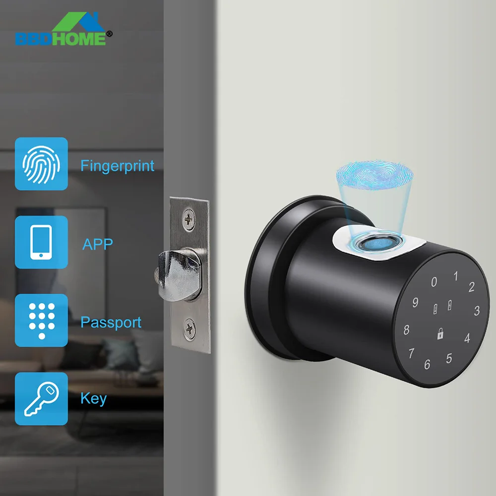 BBDHOME Smart Door Knob Tuya App Control Fingerprint Lock Hotel Office Apartment Mobile Passcode Keyless Entry Easy Install