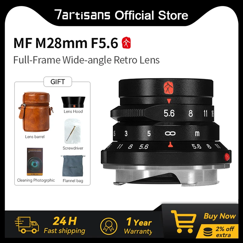 7artisans M28mm F5.6 Полнокадровый широкоугольный объектив с ручной фокусировкой и постоянным фокусным расстоянием для камер Leica M с байонетом M-M2 M3 M11 M10R M10P M10 M9P M-P M7 M-A 7artisans M28mm F5.6 Полнокадровый широкоугольный объектив с ручной фокусировкой и постоянным фокусным расстоянием для камер Leica M с байонетом M-M2 M3 M11 M10R M10P M10 M9P M-P M7 M-A