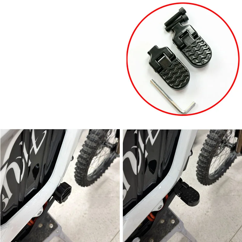 1Set Foldable Passenger Foot Pegs for Surron Light Bee 2 Motorcycle No Frame Damage Rear Footrest Kit DIY Modification Parts