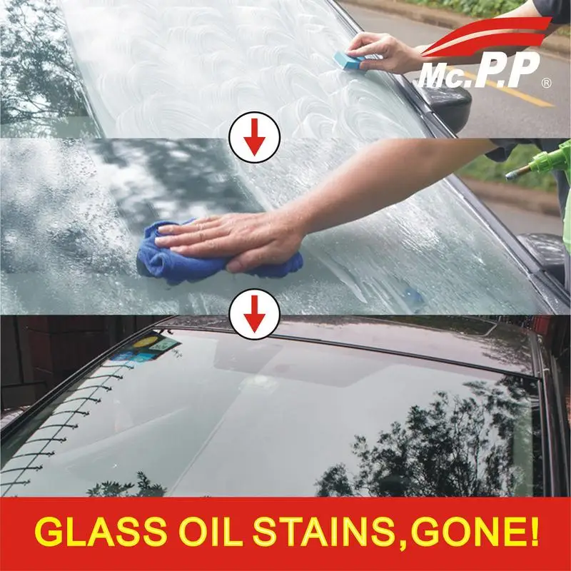 Car Windshield Oil Film Cleaner Car Windshield Oil Film Cleaner Glass Stripper With Brush Mild Formula Window Front Windshield