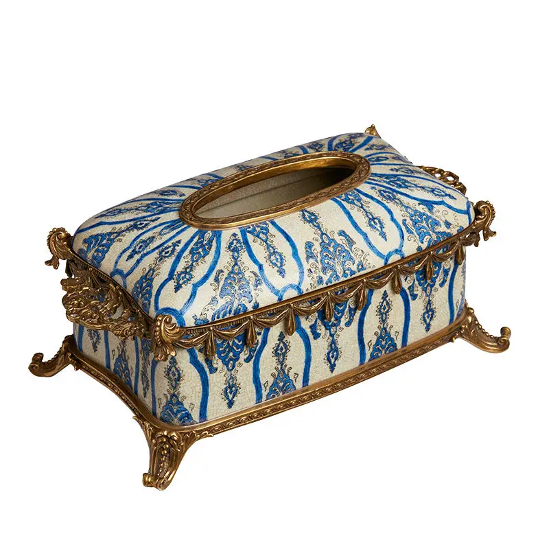 

Home Ceramic Tissue Box Ornament Living Room Luxury Dining Table Carton