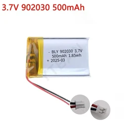 3.7V 500mAh 902030 Polymer Lithium Battery Rechargeable for Consumer electronics toys LED Lights Bluetooth Speakers ph2.0 plug