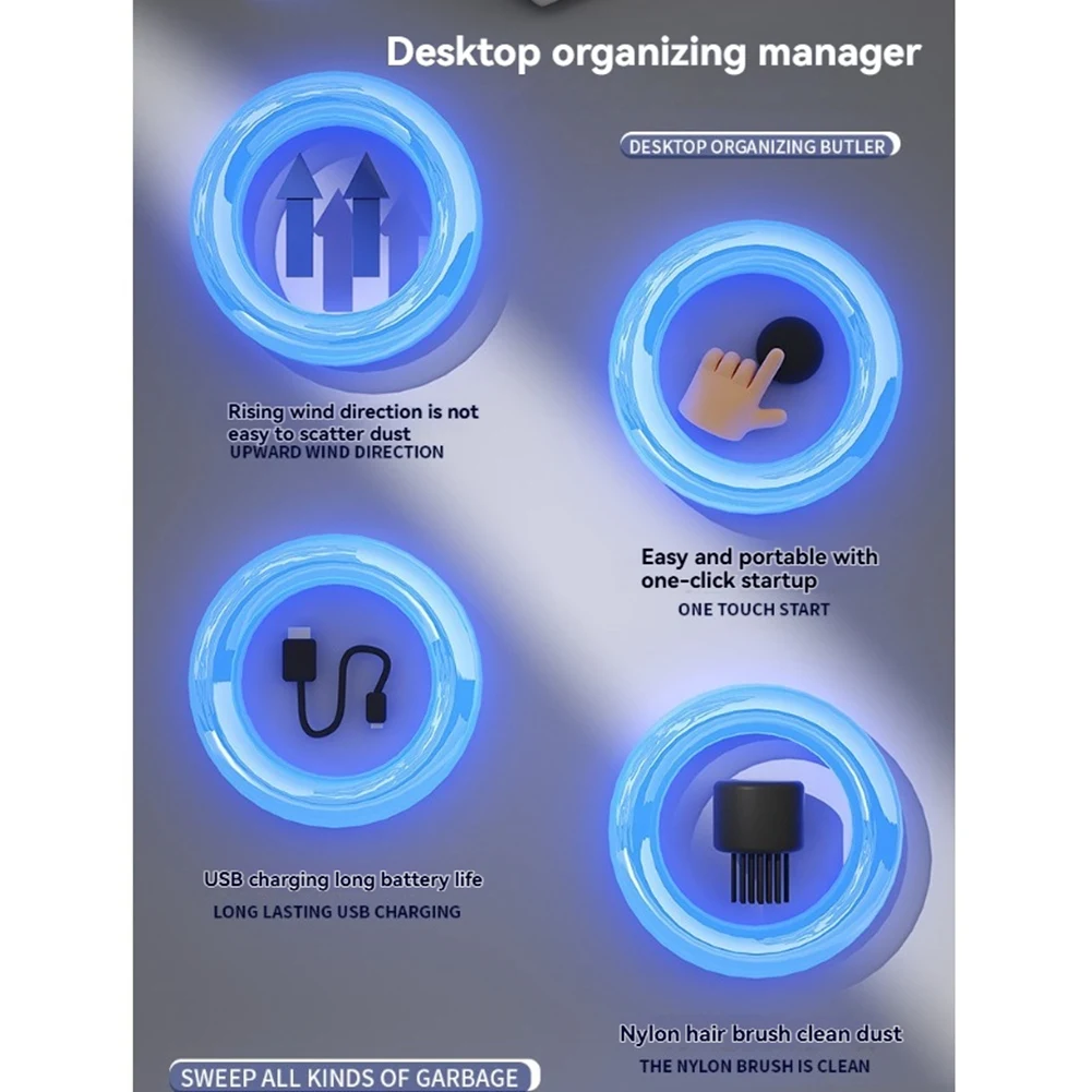 ABXHH مكنسة سطح المكتب مكنسة كهربائية للمنزل مكتب الجدول مكنسة كهربائية صغيرة USB قابلة للشحن مكنسة لاسلكية أ