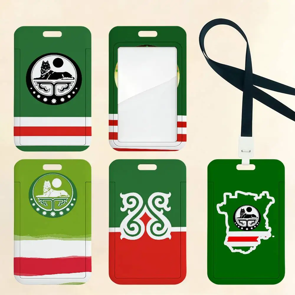 Nation Chechnya Flag Card Holder Corporate Business Work Badge Holders Uisex Credit Bus Daily Commute ID Case