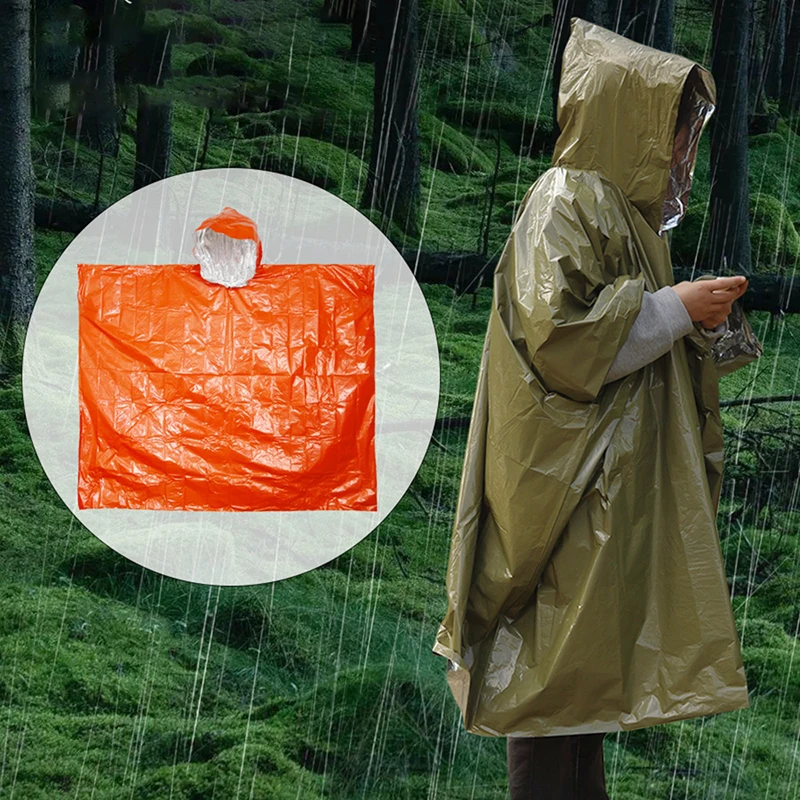 Emergency Rain Poncho with Mylar Blanket Liner - Survival Blankets for Car - Heavy Duty, Waterproof Camping Gear
