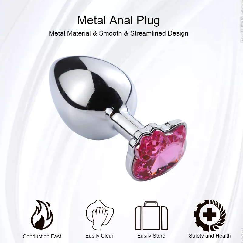 1pcs, Cat face jewel base anal plug, butt masturbation tools, sex massager, adult sex toys