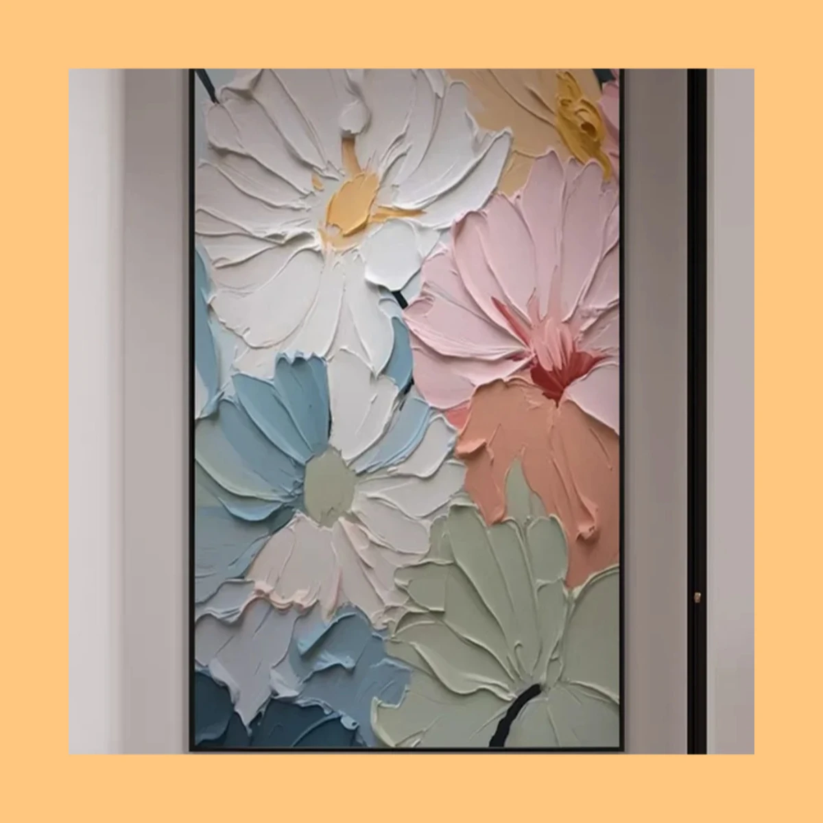 Painted Petals, Modern Soul – Handmade Oil Abstract Flower Frameless Canvas Art for Living Room Home Decor 2026