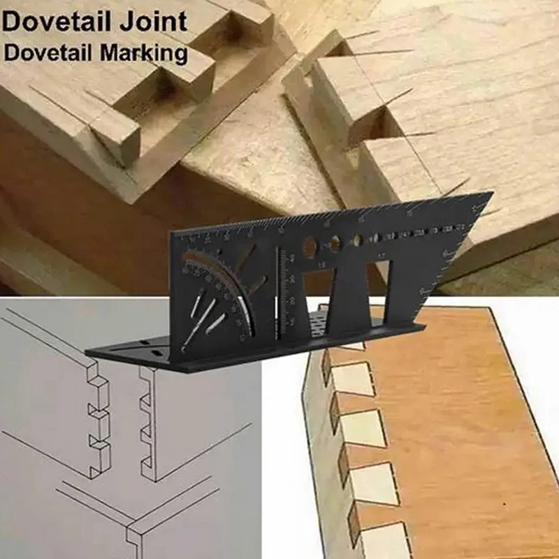 3D Miter Angle Measuring Tool Multifunctional Angle Ruler Carpenter Lines Square Measuring Ruler 45 90 Degree Lines Ruler Gauge