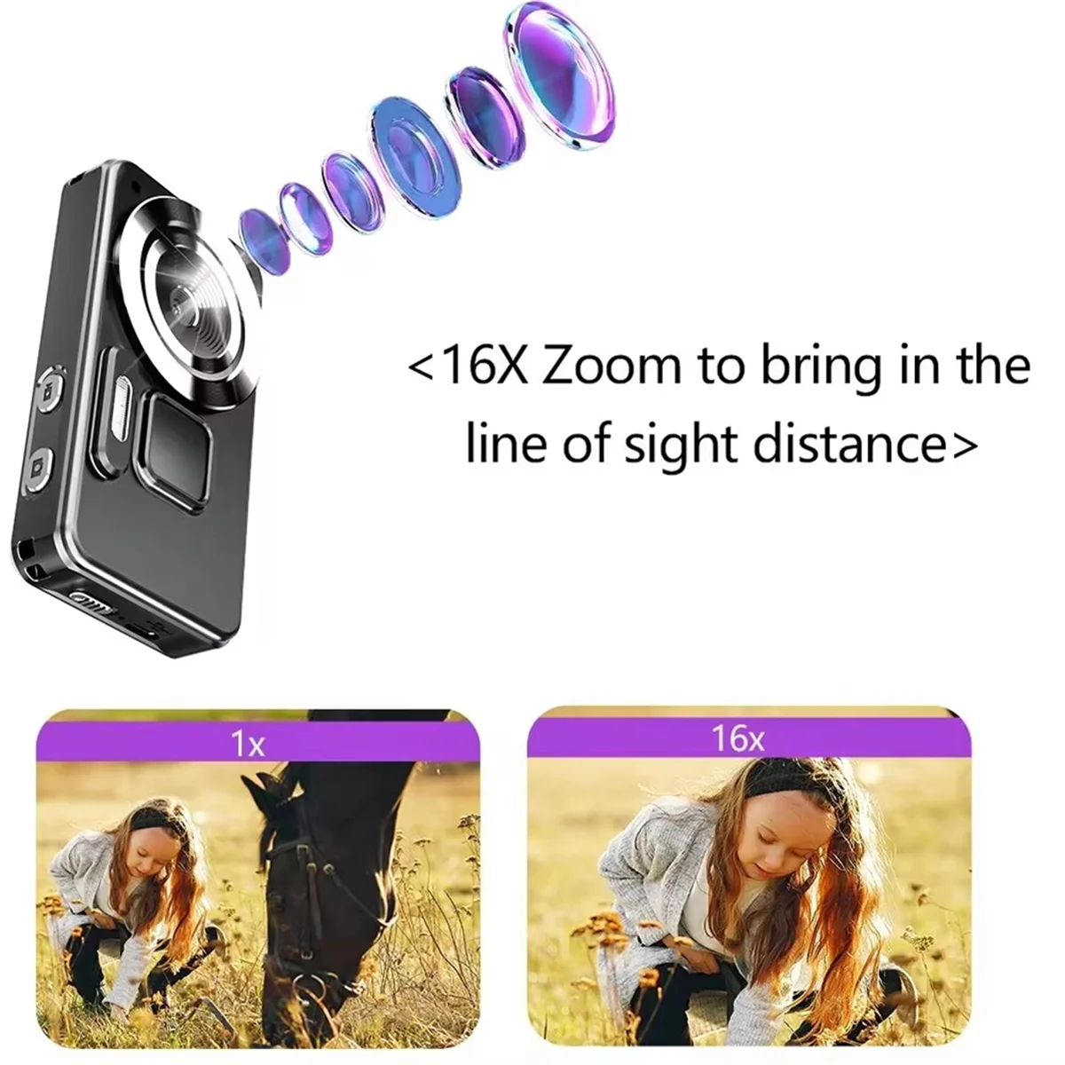 

Digital Kid Camcorder 2000mAh Long Battery Life 48MP 1080P Filter 16x Zoom Cam for Beginner Photography