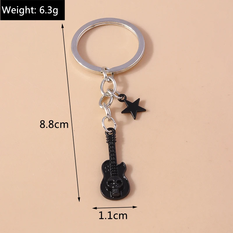 Cute Alloy Guitar Keychain Mini Musical Instruments Keyring Pendant for Women Girls Handbag Accessories DIY  Jewelry Gift