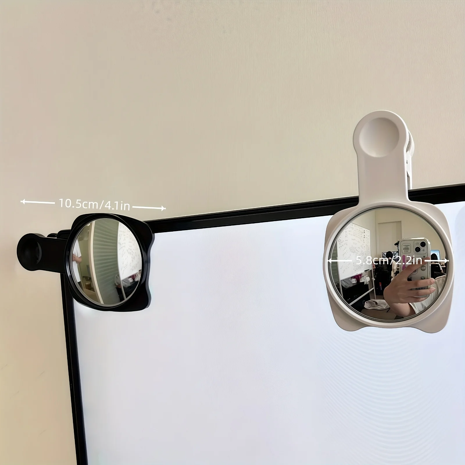 Privacy Anti Peeping Convex Mirror with A Clip Selfie Mirror Small Circular Mirror Wide-angle Rearview Convenient Shooting Props