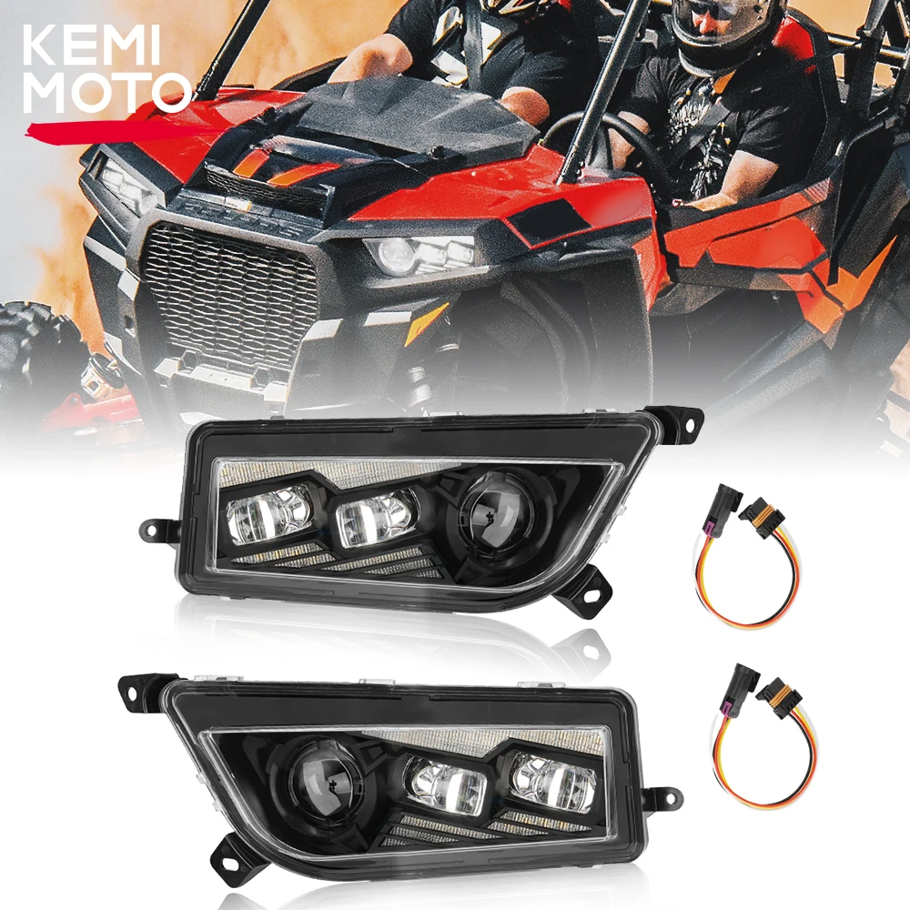 2PCS LED Front Headlight Compatible with Polaris RZR XP 1000/4 1000/XP Turbo/Turbo S /4 turbo /900 /S 900 General 1000 2014-2023