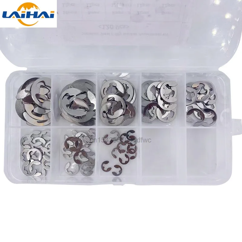 120/200 Buah 304 Cincin Penahan Klip E Baja Tahan Karat Baja Tahan Karat Bermacam-macam Kit Cincin Penahan Melingkar untuk Pengencang Poros M1.5 ~ M10