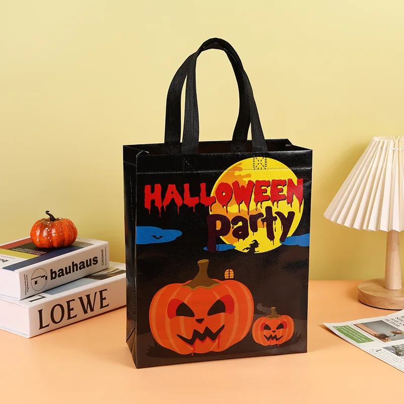 Halloween Non-woven Bag Bat Pumpkin Tote Bag Unique Halloween Themed Designs Handbag Candy Bags Shopping Bags Lunch Box Bags