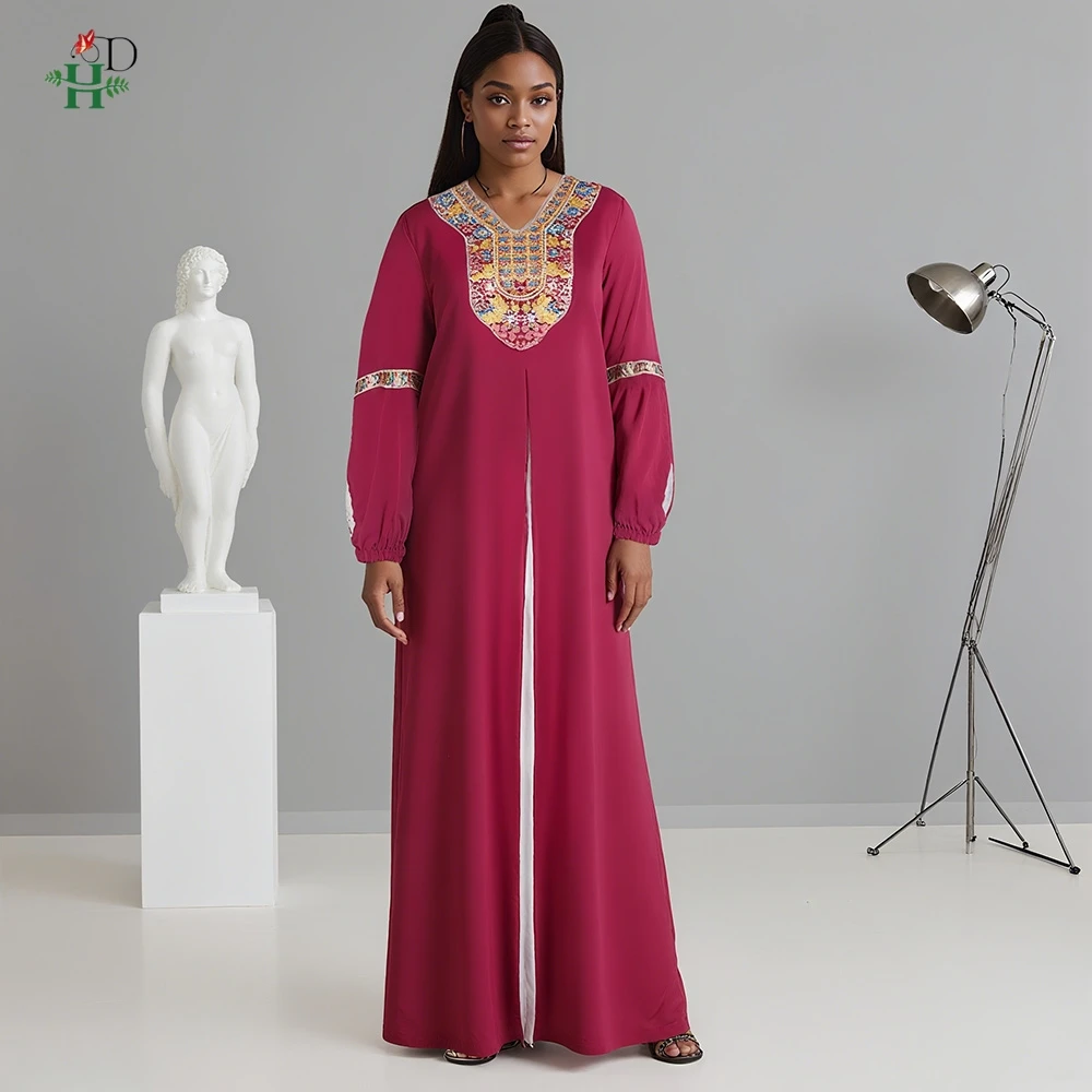 

2025 New For African Women Bubu Robe Abaya Dubai Embroidery Muslim Caftan Clothes Djellaba Boubou Ramadan Eid Gown With Hijab