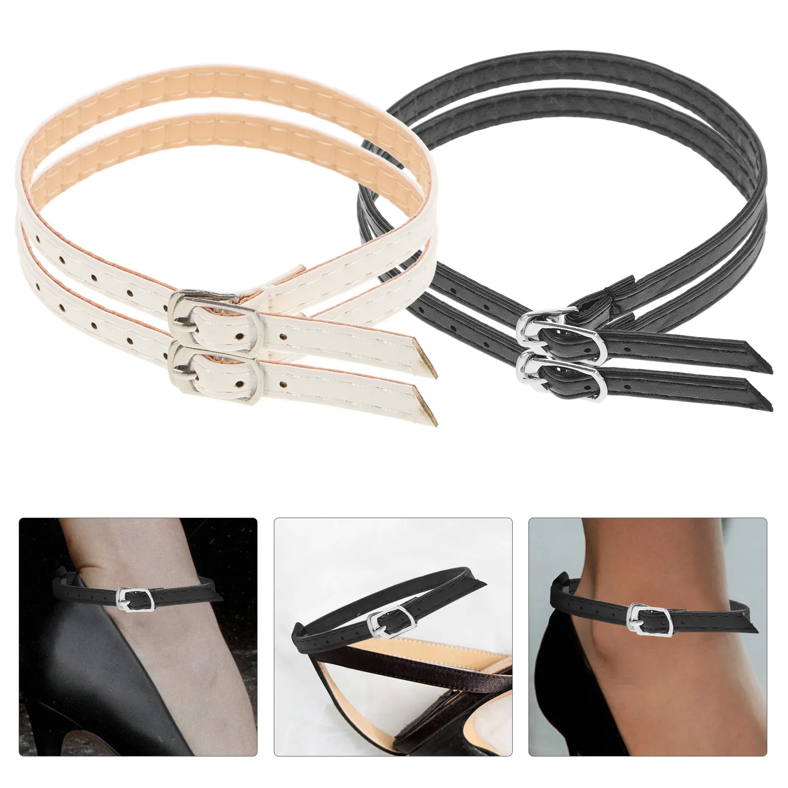 2 pares de tiras de sapato para saltos artificiais tiras de tornozelo de salto alto anti-solto acessório de sapato de fixação para mulheres